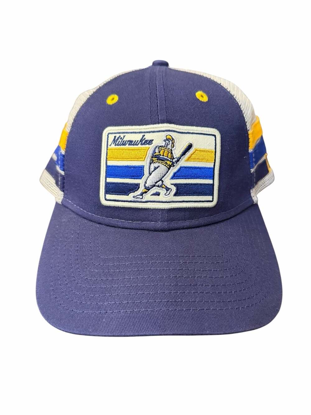 New Era Milwaukee Brewers 9FORTY Trucker Snapback Hat One Size Blue
